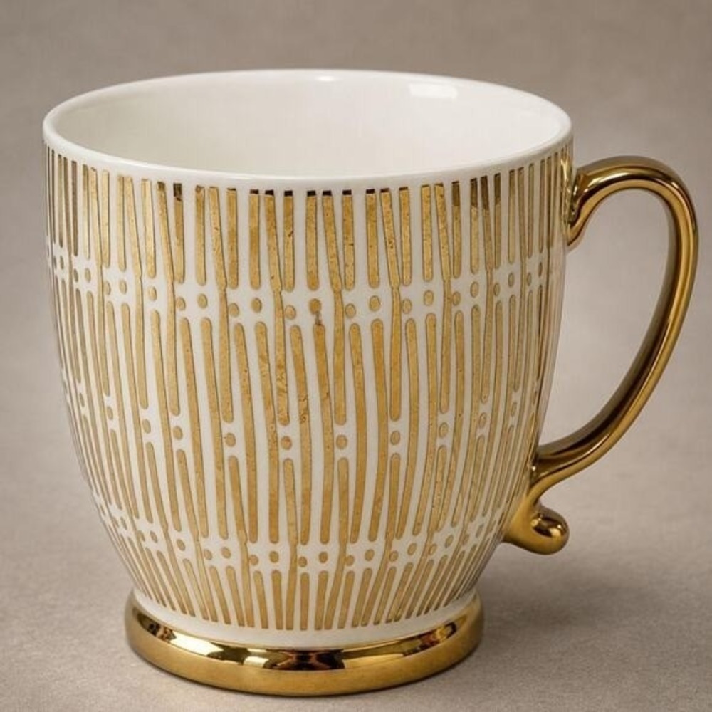 Gibson home Coffee Cup Coffee Mug white and gold